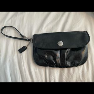 Coach Black Patent Leather Clutch Wristlet